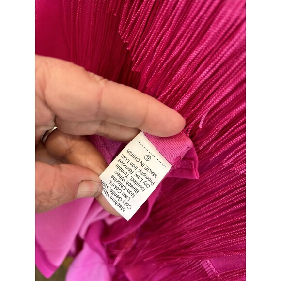 Aomei Women L Tiered Fringe High Waist Pencil Skirt Pink Cha-Cha Skirt New Zip - Picture 12 of 15